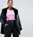 River Island Plus Oversized Pocket Aviator Jacket In Black - Black