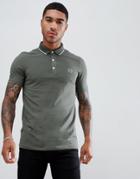 Armani Exchange Slim Fit Tipped Chest Logo Polo In Khaki - Green