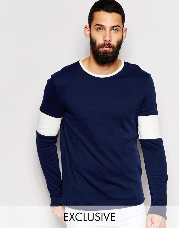 Reclaimed Vintage Varsity Long Sleeve T-shirt - Navy