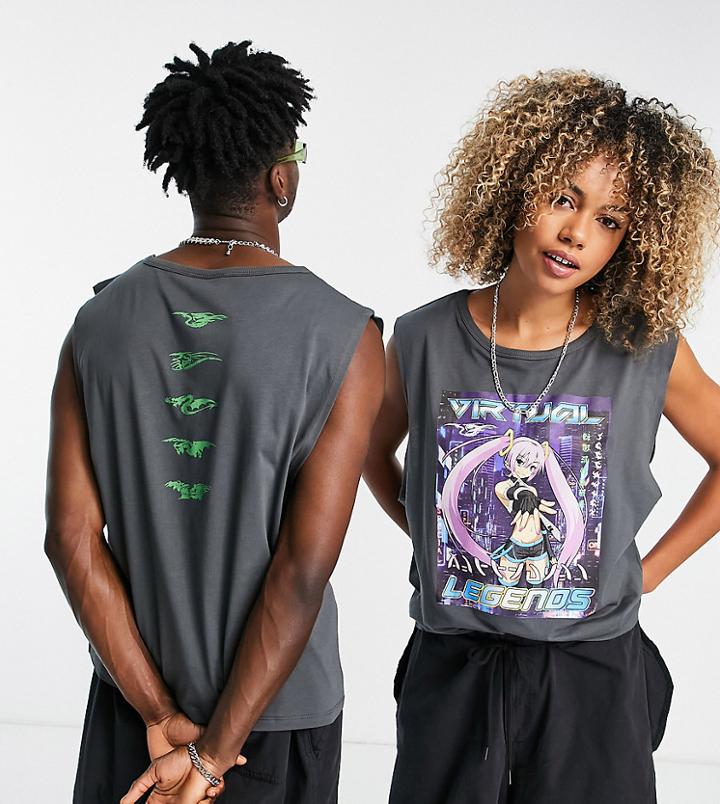 Collusion Unisex Fantasy Tank Top In Gray
