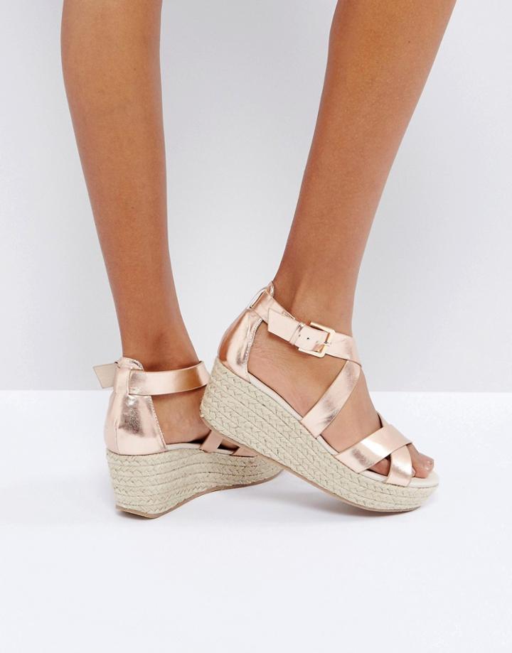 Truffle Xover Strappy Flatform Espadrille Sandal - Copper