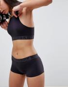 Dkny Logo High Neck Ribbed Crop Top - Black