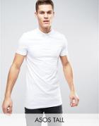 Asos Tall Longline Muscle Polo Shirt In White - White