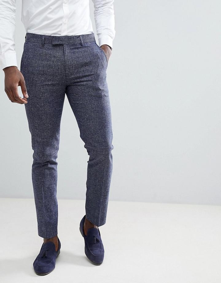 Farah Skinny Suit Pants In Twisted Yarn - Navy