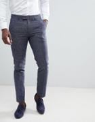 Farah Skinny Suit Pants In Twisted Yarn - Navy
