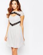 Elise Ryan Skater Dress With Contast Lace Trim