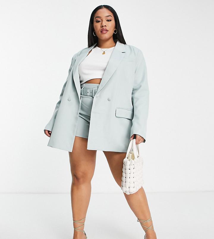 In The Style Plus X Dani Dyer Double Breasted Blazer In Blue - Part Of A Set