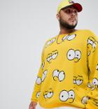The Simpsons X Asos Design Plus Bart Knitted Sweater - Yellow