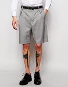 Asos High Waisted Smart Shorts With Pleats In Grey - Gray