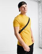 Asos Design T-shirt With Crew Neck In Mustard-yellow