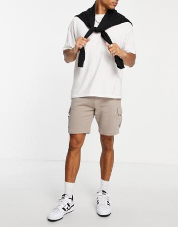 Mauvais Jersery Cargo Shorts In Taupe-grey