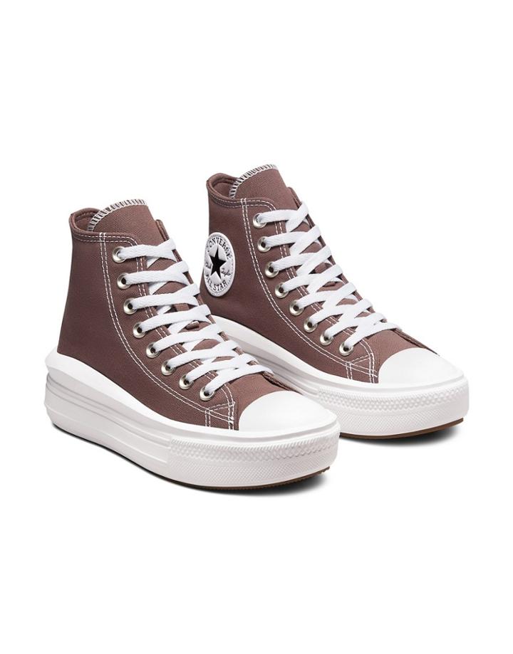 Converse Chuck Taylor All Star Hi Move Canvas Platform Sneakers In Brazil Nut - Exclusive To Asos-brown