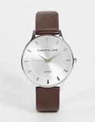 Christian Lars Mens Leather Strap Watch In Tan-silver