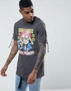 Asos Guns And Roses Relaxed T-shirt With Lace Detail Sleeves - Gray
