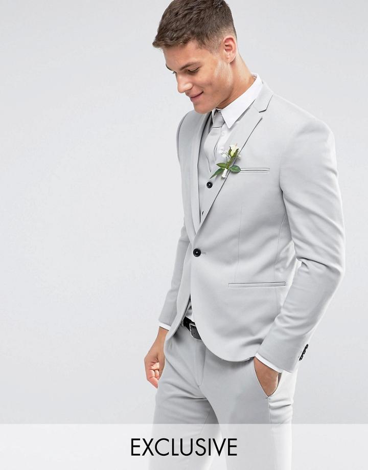 Noak Slim Wedding Suit Jacket In Pale Gray - Gray