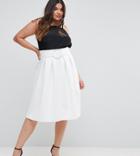 Asos Curve Scuba Prom Skirt With Circle Belt - White