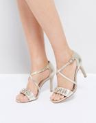 Dune Gold Embellished Heeled Sandals - Gold