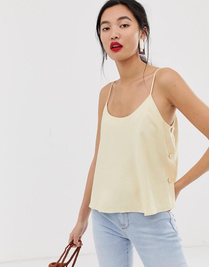 Mango Button Side Cami In Beige-cream