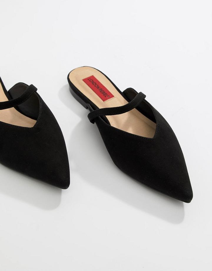 London Rebel Pointed Mules - Black