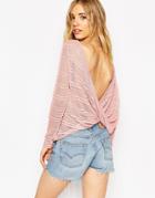 Asos Top With Long Sleeves And Twist Back In Laddered Fabric - Cosmetic