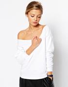 Asos Sweatshirt With Off Shoulder Detail - White