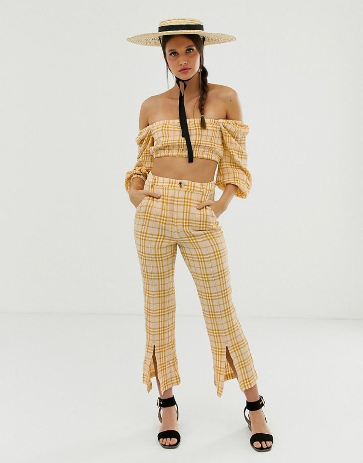 Capulet Baldwin Croped Check Pants - Yellow