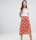 Miss Selfridge Floral Side Button Midi Skirt