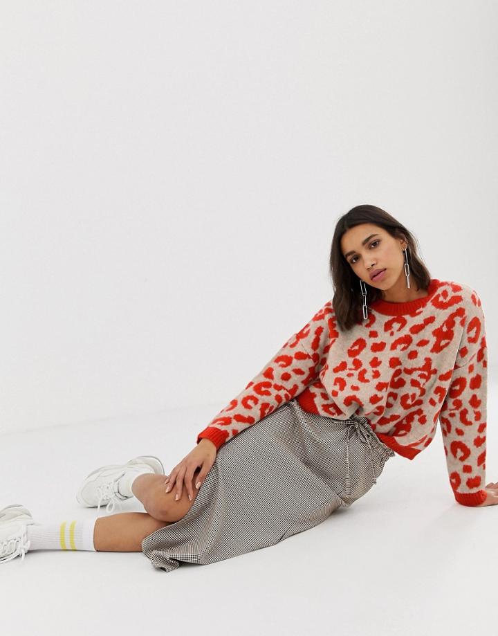 Stradivarius Leopard Color Pop Sweater - Orange