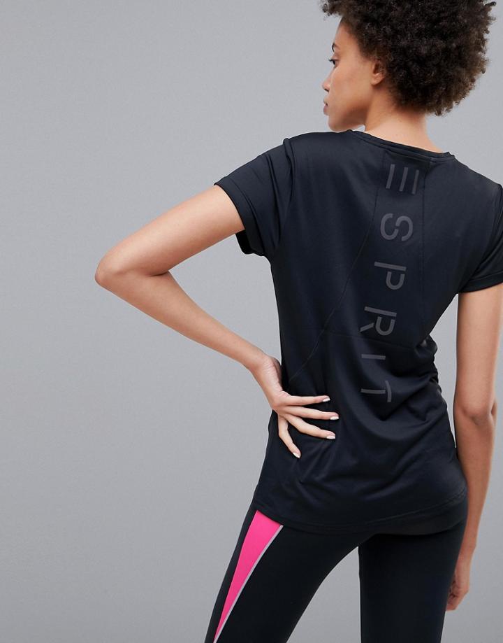 Esprit Reflective V Neck Gym Tee - Black