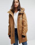 Carhartt Wip Oversized Siberian Parka Jacket With Removable Fur Hood - Brown