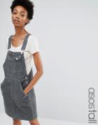 Asos Tall Cord Overall Dress In Washed Khaki - Green