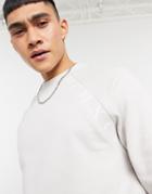 Asos Design Sweatshirt Set With Raglan Detail & Roman Numerals Taping In Dusty Gray-grey