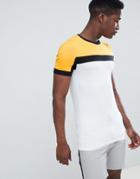 Asos Design Muscle T-shirt With Color Block In White - White