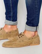 Asos Woven Loafers In Stone Suede - Light Stone