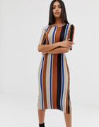 Prettylittlething Multi Stripe Plisse Midi Dress - Multi
