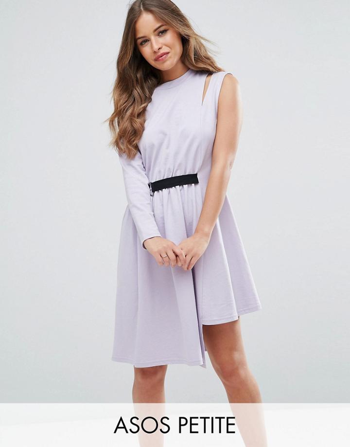Asos Petite One Shoulder Dress With D Ring - Purple