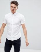 Hugo Short Sleeve Poplin Shirt In White - White