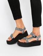 Teva Flatform Universal Crackle Black Sandals - Black Crackle