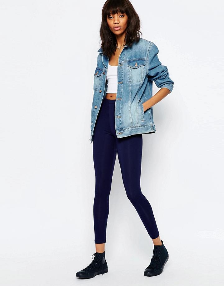 Asos High Waisted Leggings In Navy - Blue