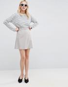 Asos Tailored A-line Mini Skirt - Silver