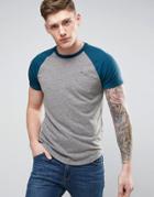 Hollister Slim Fit Pocket T-shirt Contrast Raglan Sleeve In Gray - Gray