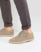 Zign Suede Lace Up Shoes With Rope Soles - Beige