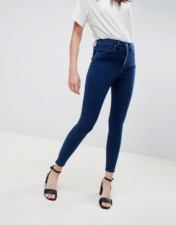 Asos Design 'sculpt Me' High Waisted Premium Jeans In Flat Blue