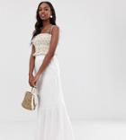 Asos Design Tall Cheesecloth Tiered Summer Maxi Skirt-white