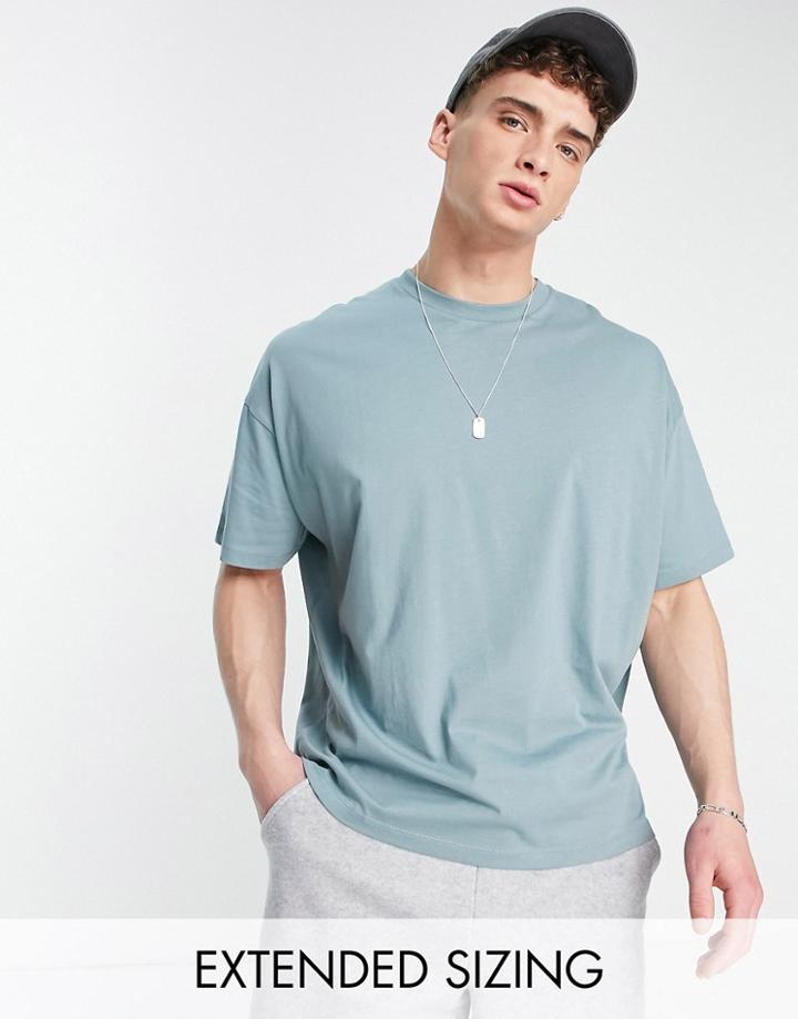 Asos Design Oversized T-shirt With Crew Neck In Washed Blue