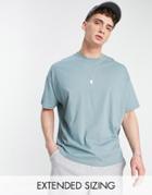 Asos Design Oversized T-shirt With Crew Neck In Washed Blue