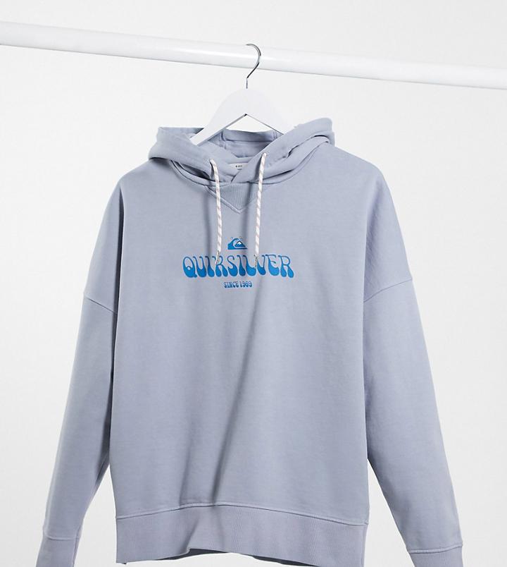 Quiksilver Boxy Fleeced Hoodie In Washed Blue Exclusive At Asos-blues