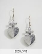 Reclaimed Vintage Heart Earrings - Silver