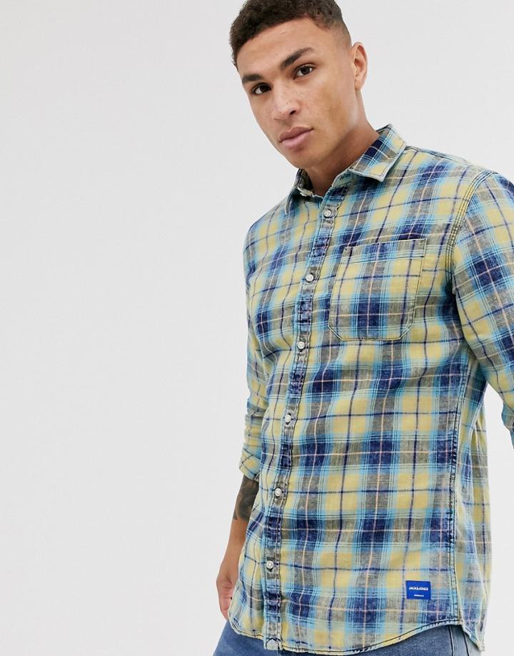 Jack & Jones Originals Checked Long Sleeve Shirt In Yellow