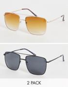 Svnx Two Pack Sunglasses In Brown And Black-multi